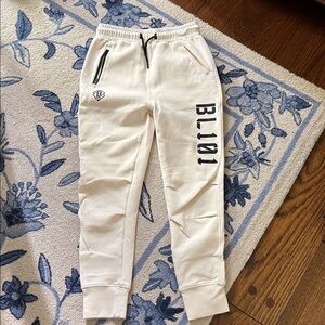 BL101 Cream Joggers with Black Accents